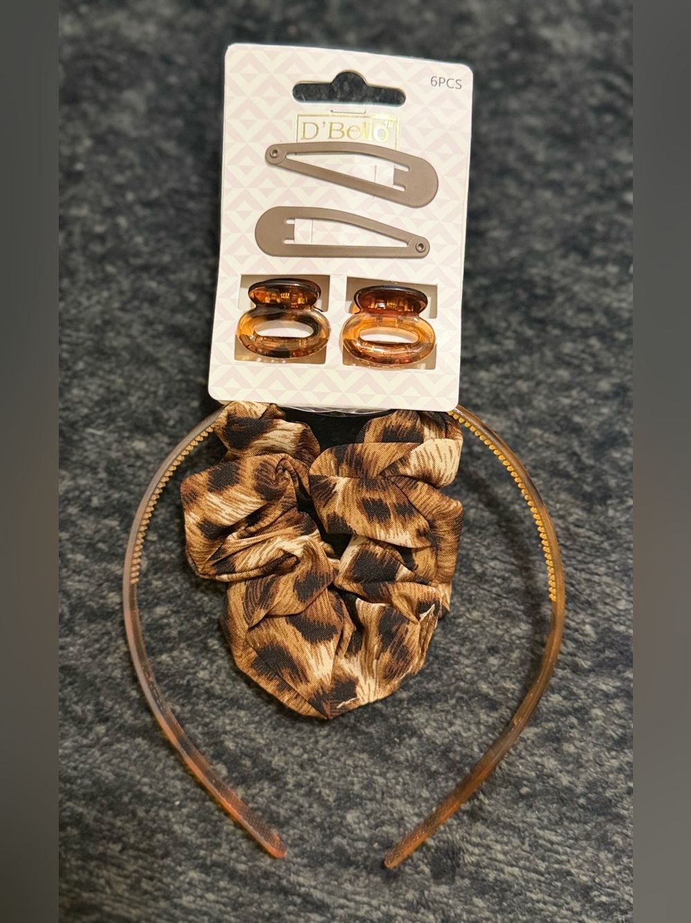Leopard Print Hair Accessory Set - Brown